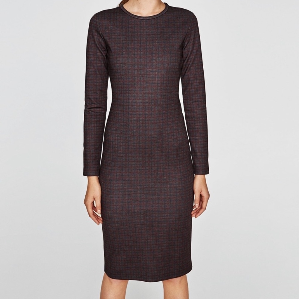 Zara checkered midi dress NWT